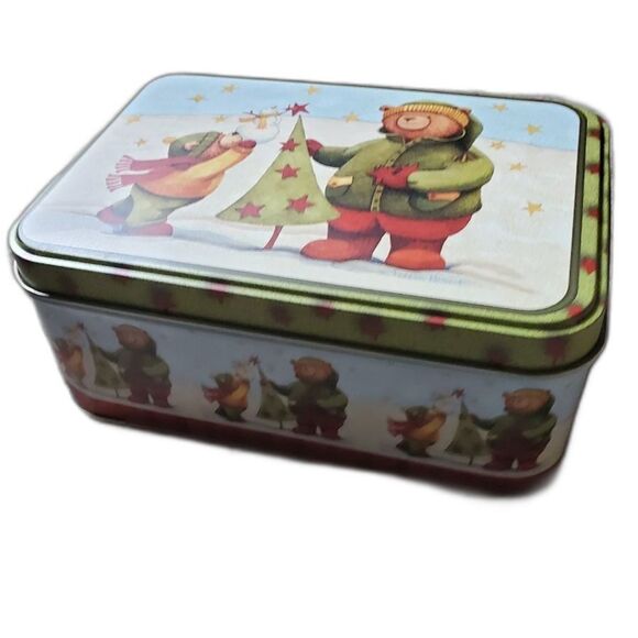 Christmas Tree Teddy Bear Buddies Storage Tin - Lindy Bowman - Picture 1 of 4